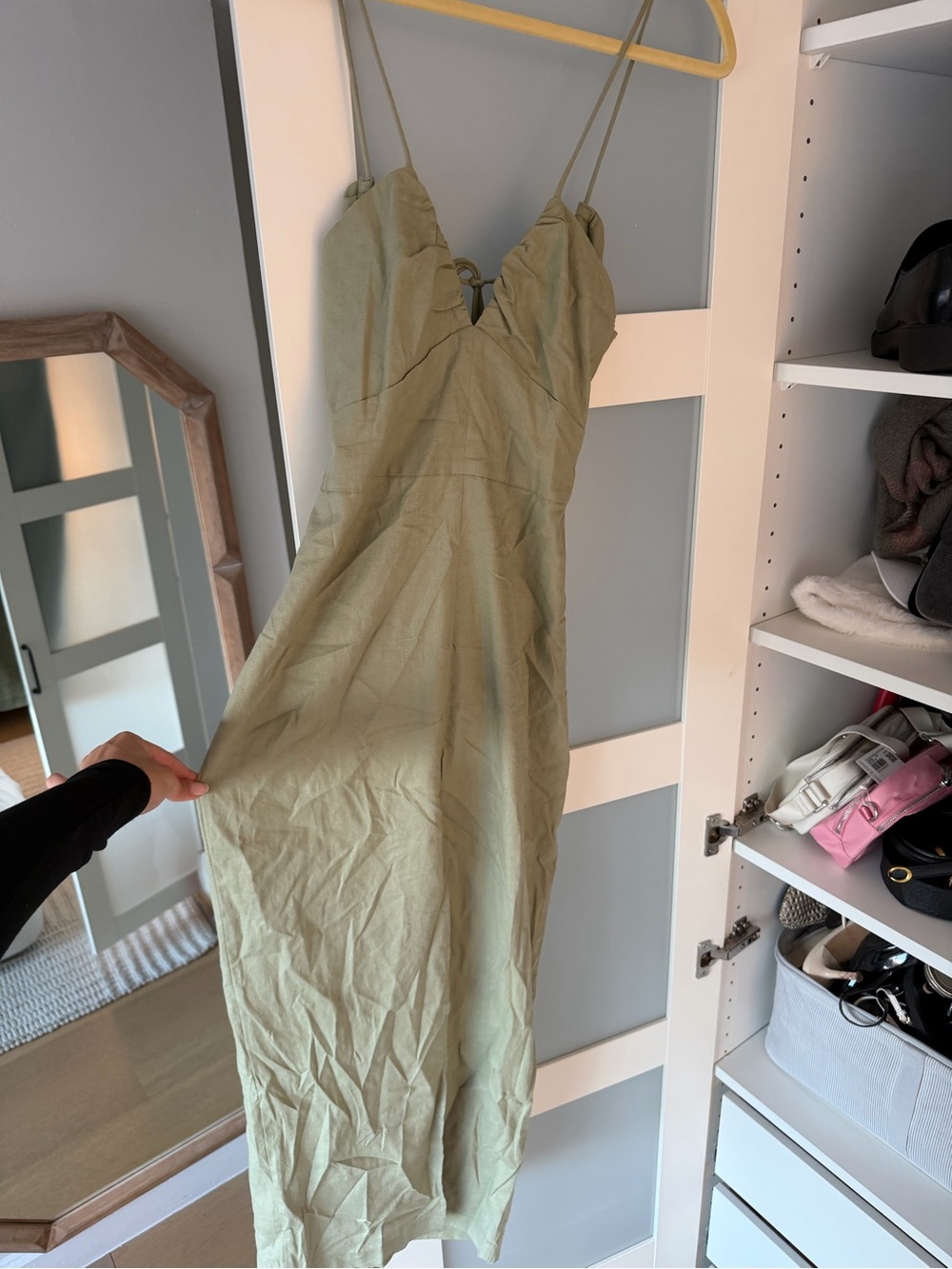 Zara Sage Green Strapless Midi Dress